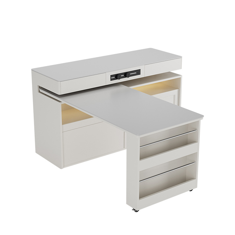 Tongyu Special Multi-Functional Bar Table and Dining Table Integrated Household Retractable Cream Style White Slate Solid Wood Island Table