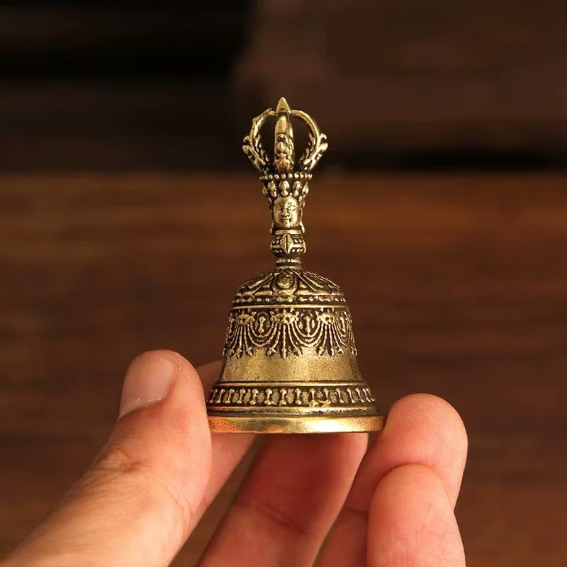 Antique Small Copper Brass Xizang Bell Classical Vajra Bell Small Pendant Brass Hair Accessory Pendant Decoration Wholesale