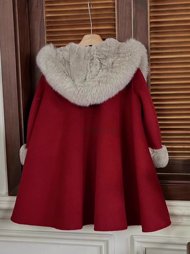 Girls' Fleece-Lined Wool Coat Autumn and Winter 2025 New Children's New Year Outfit Thickened Stylish Jacket