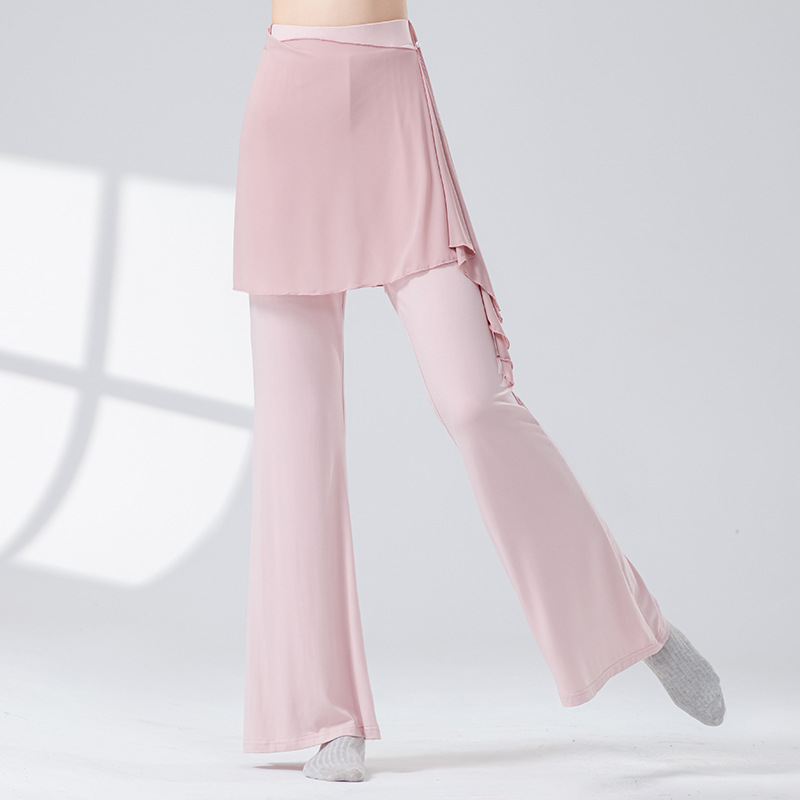 Modern Dance Clothing for Women, New High-Waisted Loose Wide-Leg Pants with Ribbons, Adult Classical Dance Practice Yoga Body Pants