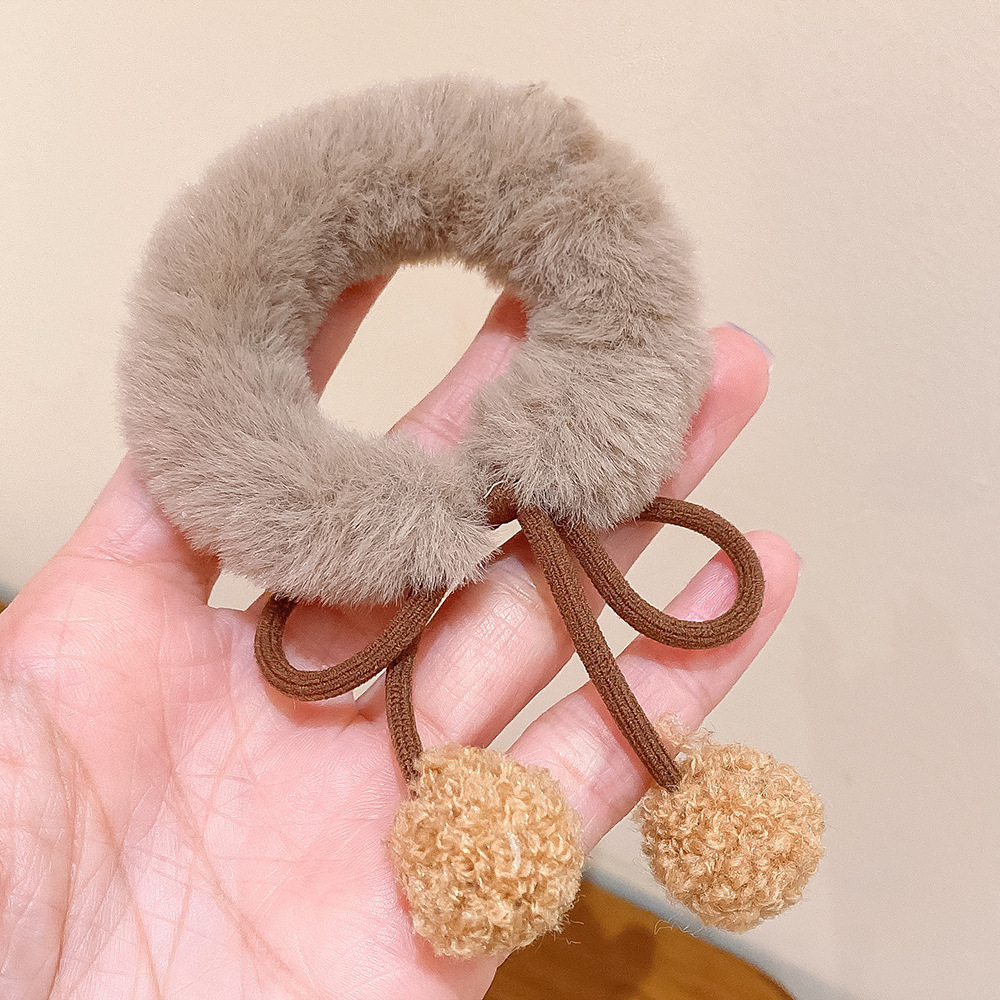 Autumn and winter New Plush Hair ball hair rope tie hair rubber band female Korean style high elasticity does not hurt hair hair rope cute hair accessories