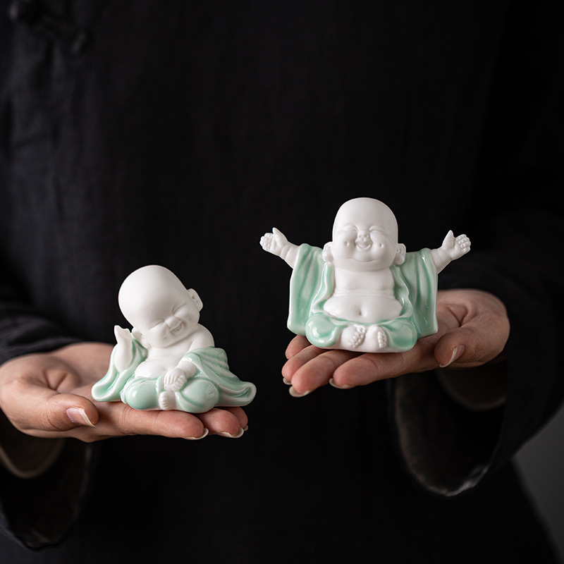Креативные китайские керамические украшения, счастливый Майтрея, смеющийся Будда, домашние украшения, гостиная, вход, чайная комната, настольные украшения, подарки