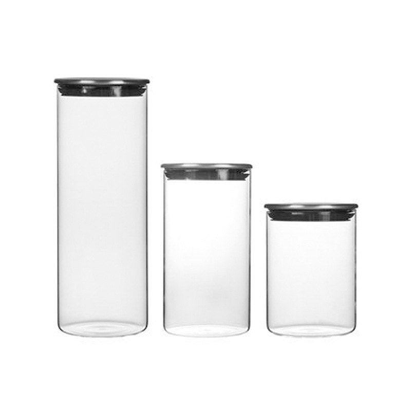 Food-Grade Stainless Steel Lid Glass Sealed Jar Refrigerator-Specific Storage Jar Tea Round Moisture-Proof Sealed Storage Jar