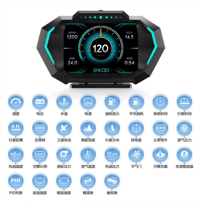Southeast Asia Hot Selling Hud Head-Up Display Obd Gps Lcd Instrument Multi-Function Driving Computer Supports Customization