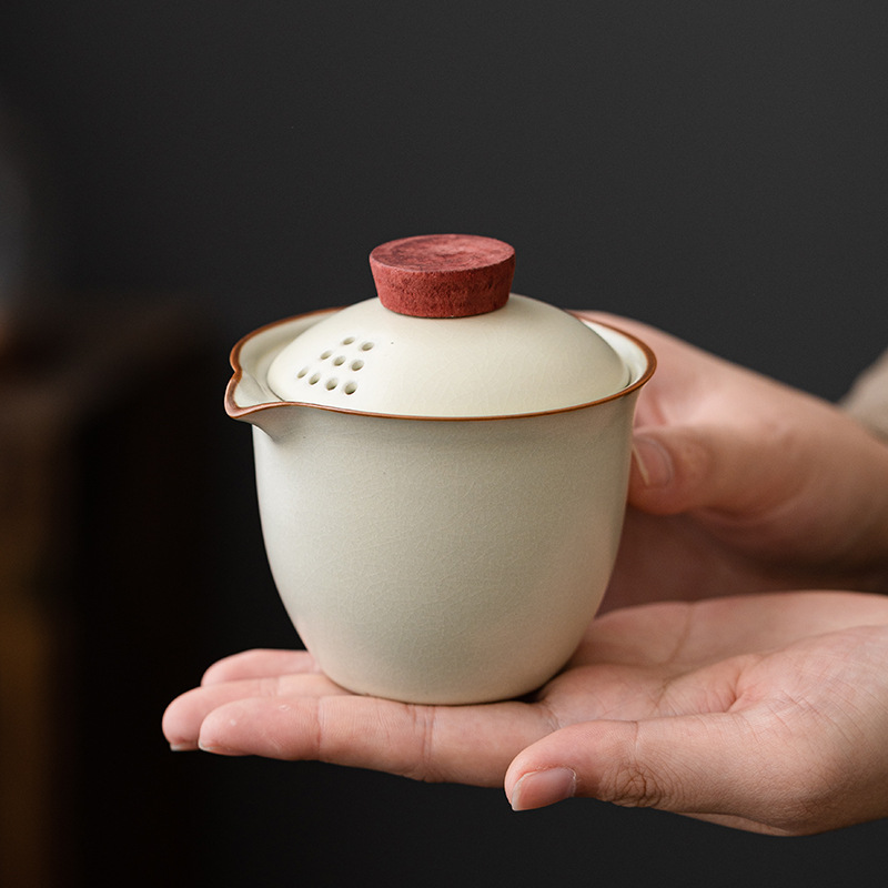 Ru Kiln travel tea set one pot three cups portable outdoor ceramic Express Cup set business activities hand gifts