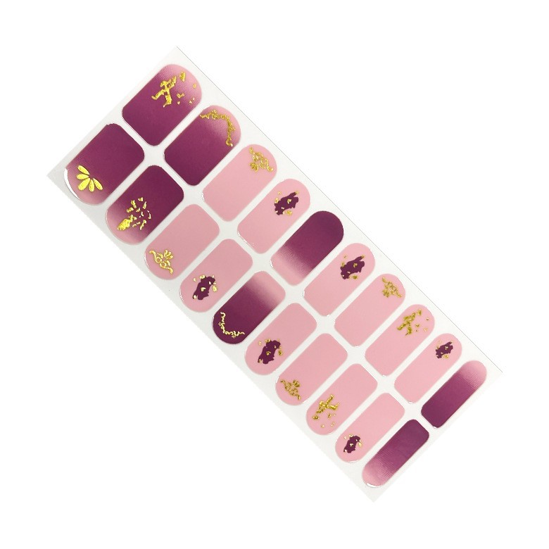 Double Row 20-Finger Waterproof Removable Nail Art Stickers Simple French Nail Polish Film Glitter Popular Ins Nail Stickers