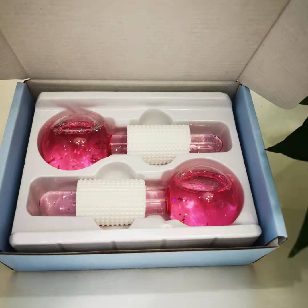 Красивая ледяная сфера для массажа с блестящими ледяными бусинами в двух коробках для салонов красоты