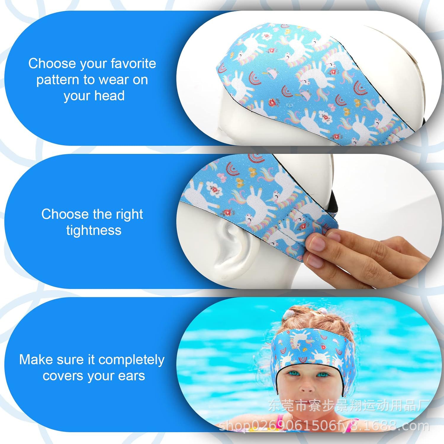 Customized Diving Material Ear Protection Headband Manufacturer Waterproof Adult and Kidsren Swimming Ear Protection Headgear Sports Sweat Protection Headgear