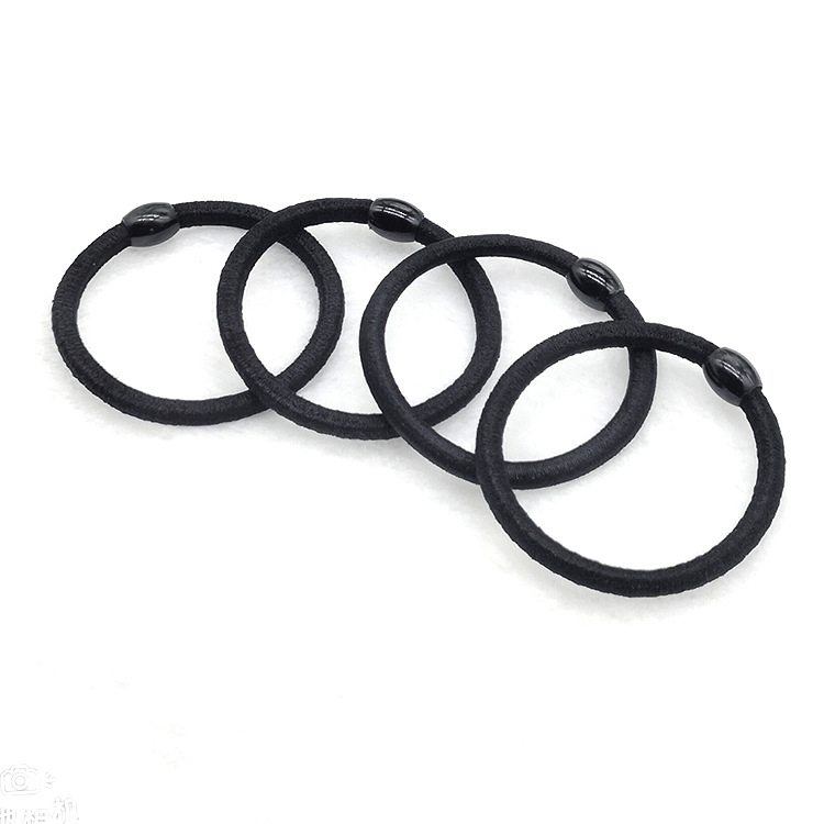 Korean version of beaded basic hair rope 06 black high elastic bold simple bottoming hair rope 2 yuan store supply