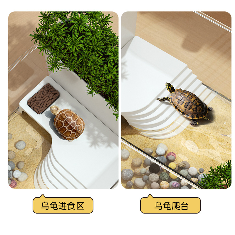 Small Turtle Breeding Tank Special Aquarium Home Crab Tank Office Desktop Turtle Tank Ecological Landscaping Sunbathing