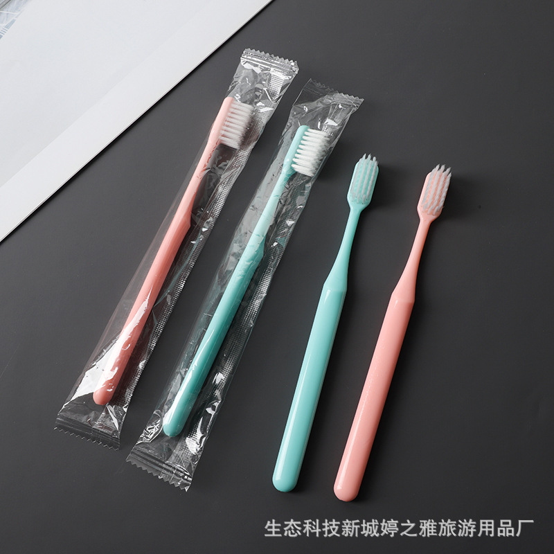 In stock wholesale hotel toothbrush bathing place transparent plastic bag single independent packaging soft hair tooth tool