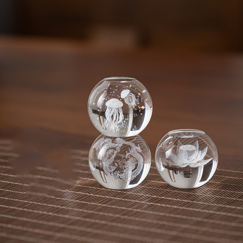 Набор крышек из кристального стекла для аксессуаров кунг-фу чая, украшения для чая, держатель крышки, полка, маленькие украшения для чайного стола