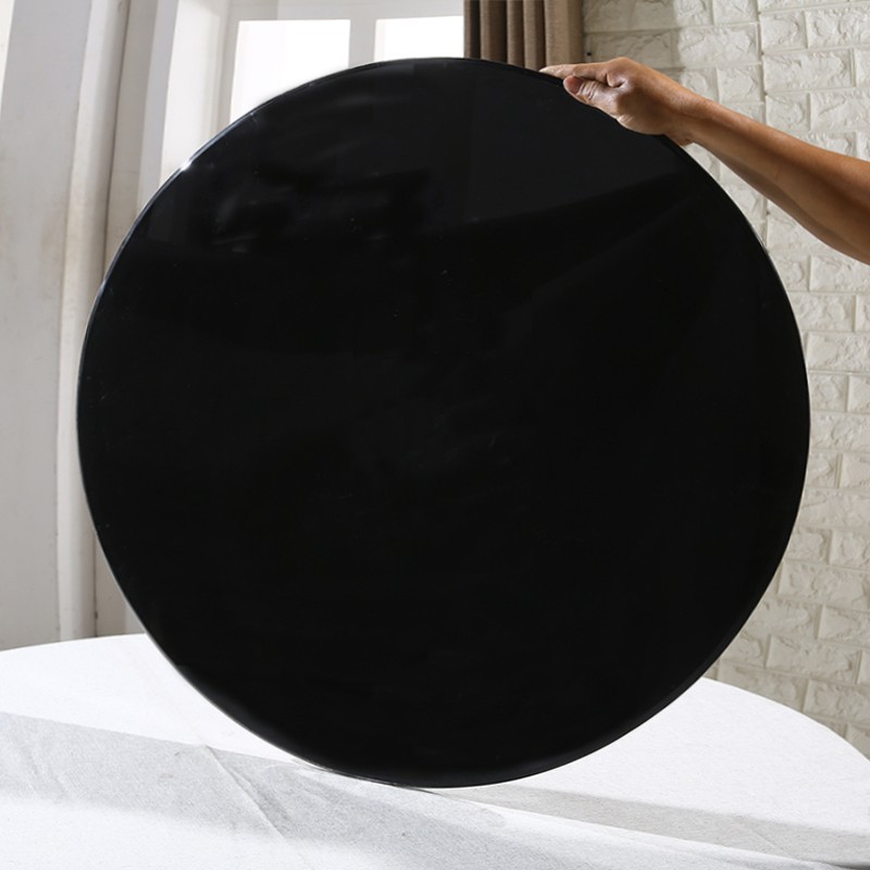 Black Tempered Glass Desktop Round Dining Table Countertop Black Glass Coffee Table Surface Custom-Made Round Glass Piece