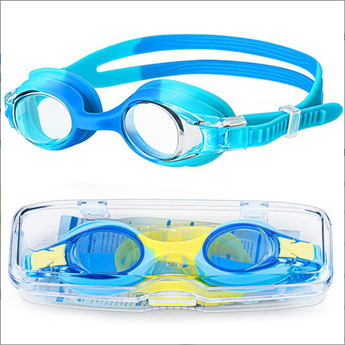 Jiuxin Children's Swimming Goggles Waterproof and Anti-Fog Pc Lenses Rainbow Color in Stock Cross-Border Hot Sale