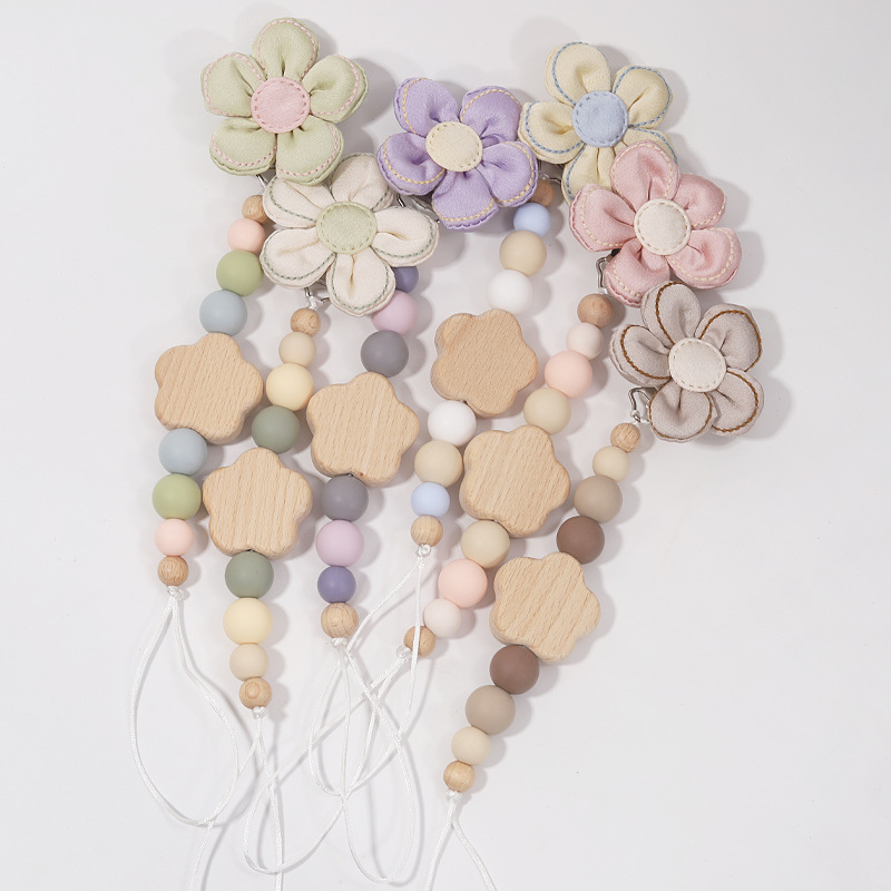 Цепочка для соски с цветком, нержавеющая сталь, силиконовая цепочка для соски, противоударный шнурок