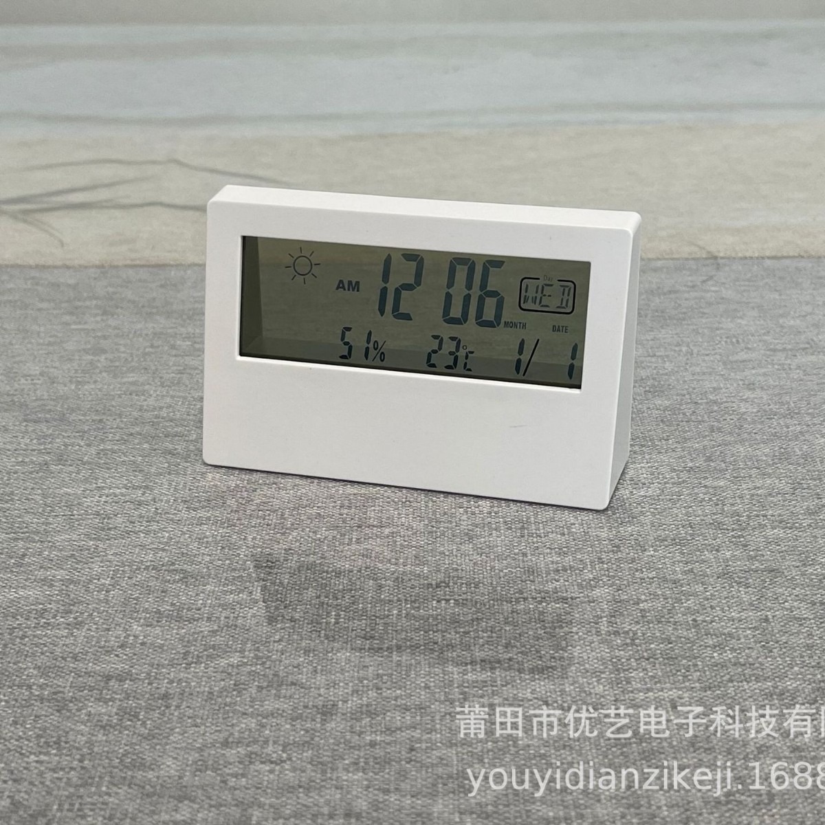 Lcd Hd Digital Display Large Screen Weather Forecast Temperature and Humidity Alarm Clock Temperature and Humidity Meter Perpetual Calendar Digital Clock