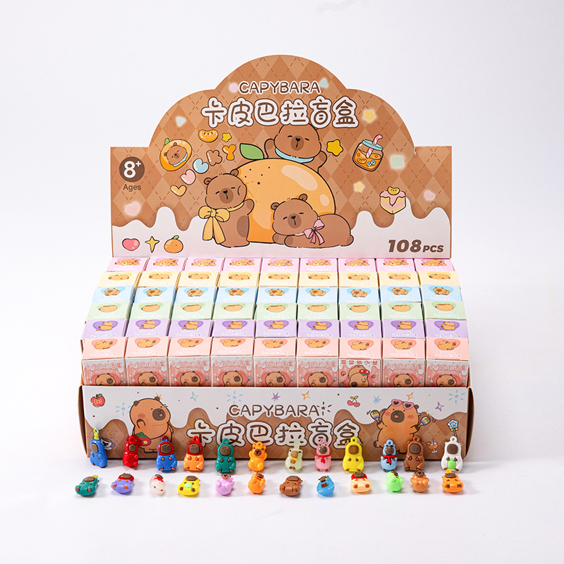 108 Kapibara Blind Box Game Same Style Hand-Made Office Figure Internet Celebrity Keychain Stall Small Gift for Kidsren and Students