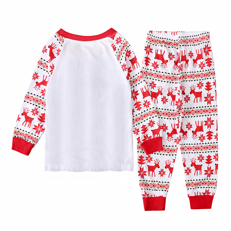 Boys and Girls Export European and American Spring & Fall Santa Claus Christmas Deer Long-Sleeved Home Clothes Kidsren's Suit Ins