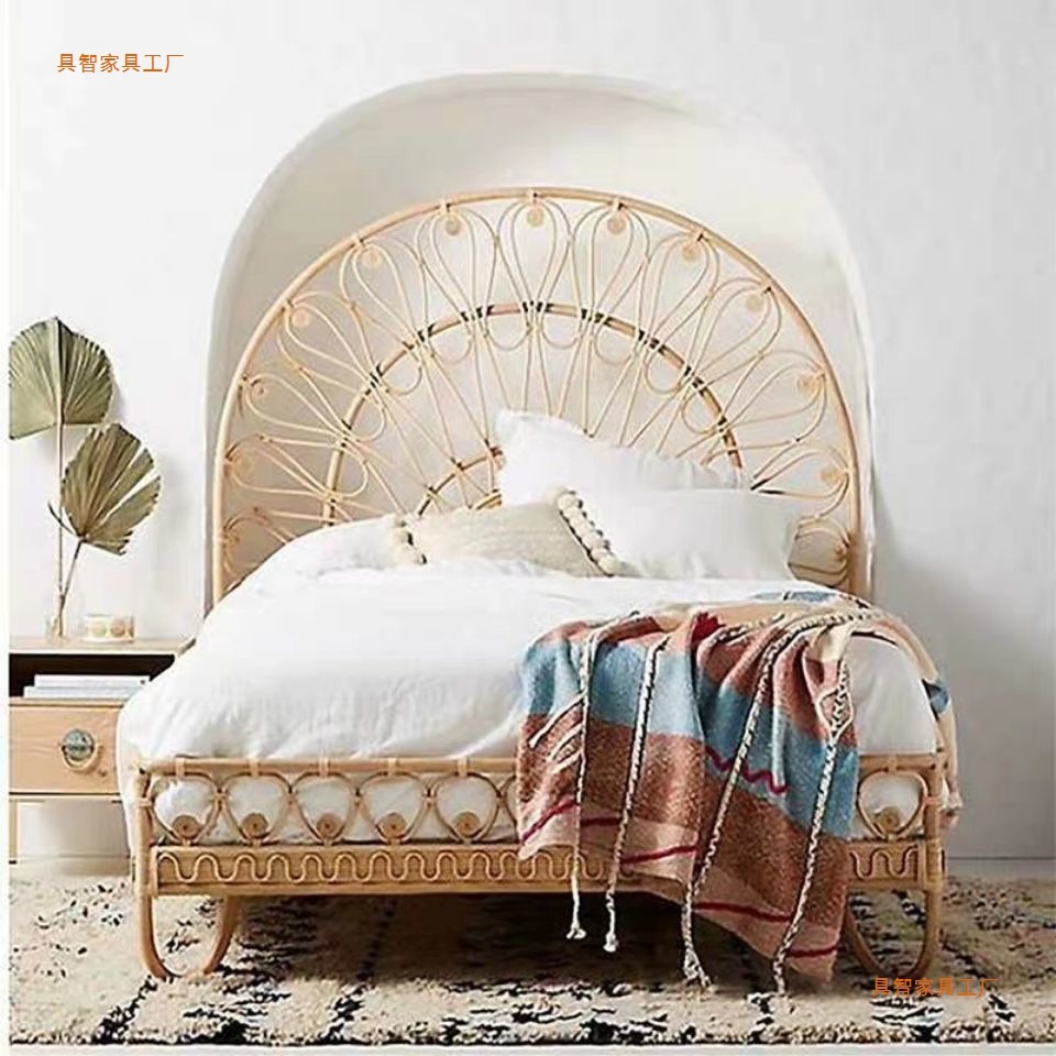 Girl Nordic Style Creative Bedroom Homestay Inn Double Fairy Bed Princess Bed Cloud Light Luxury Ins Fashion Trend
