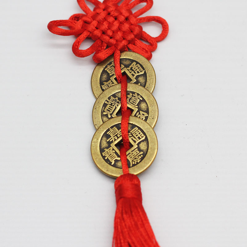 Thickened Pure Copper Copper Coin Five Emperor Coin Six Emperor Coin Pendant Chinese Knot Antique Coin Hanging Ornaments Large small size Copper Coin One String Price
