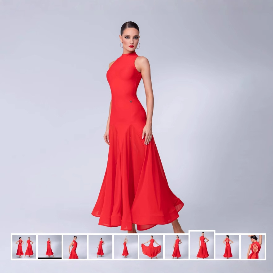 Yilin Feier Adult Modern Dance Dress 2133 Crystal Cotton Ballroom Dance Costume Splicing Rope Climbing Design