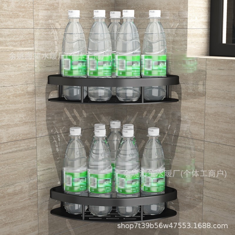 Bathroom triangle basket suction cup wall-mounted space aluminum shower room triangle punch-free bathroom corner storage rack