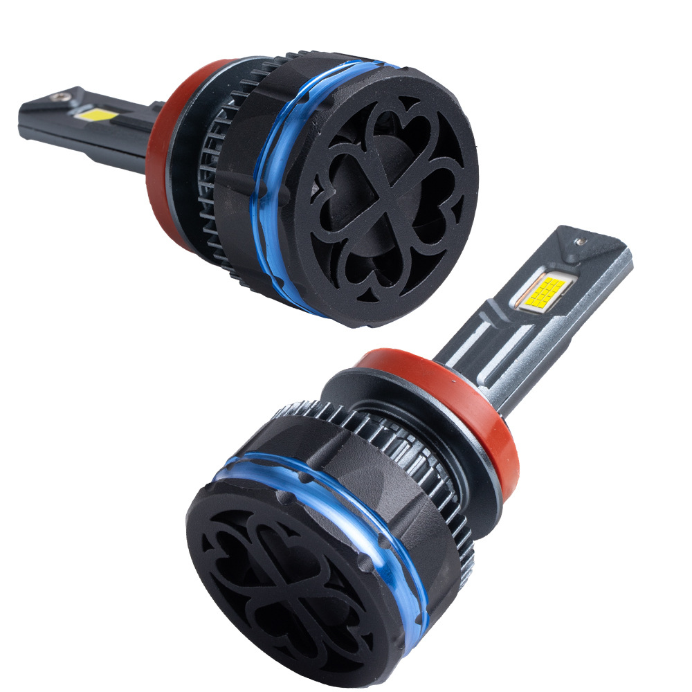 Car Led Headlight Double Copper Tube High Power Headlight H7 H11 H4 9005 Replaces Halogen Lamp Adapter Lens