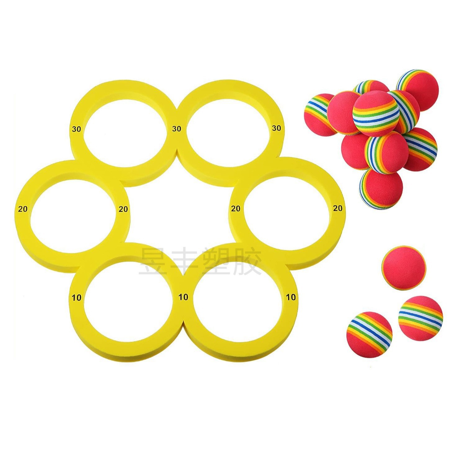 Eva Cross-Border Water Throwing Toy Triangle Board Ring Toss Scoring Pool Interactive Toy Throwing Ring Set with Labels 1