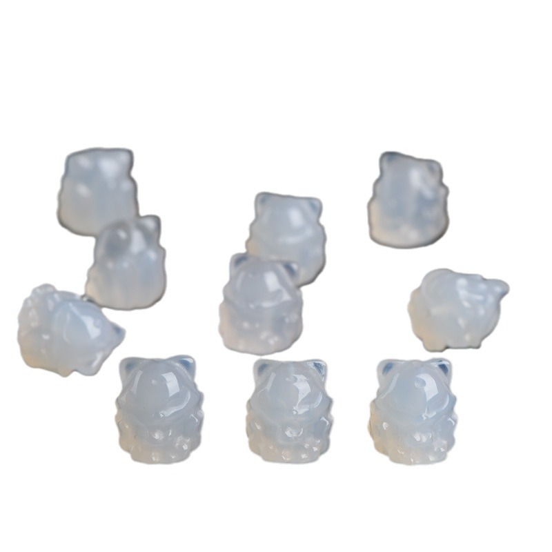 Beibeifu natural ice white agate fox litchi frozen fox DIY accessories small jewelry manufacturers wholesale