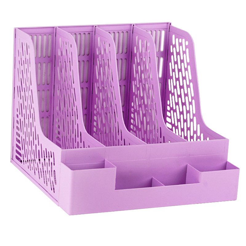 Four-column folder storage box thickened multi-layer file box girls office supplies stationery desktop storage rack