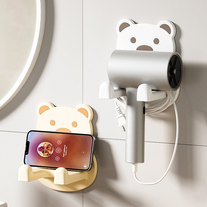 Hair Dryer Bracket Creative Cartoon Punch-free Hair Dryer Rack Bathroom Wall-mounted Dryer Storage Bracket