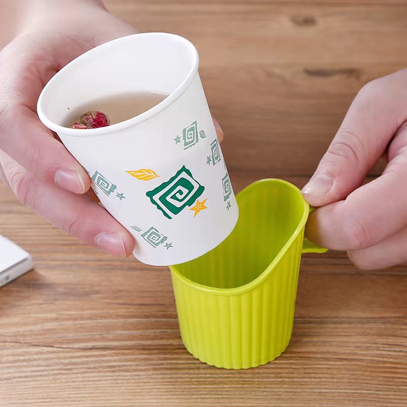 Disposable paper cup holder cup cover thickened plastic anti-scald hand insulation pad tea cup holder cup holder Office water cup holder