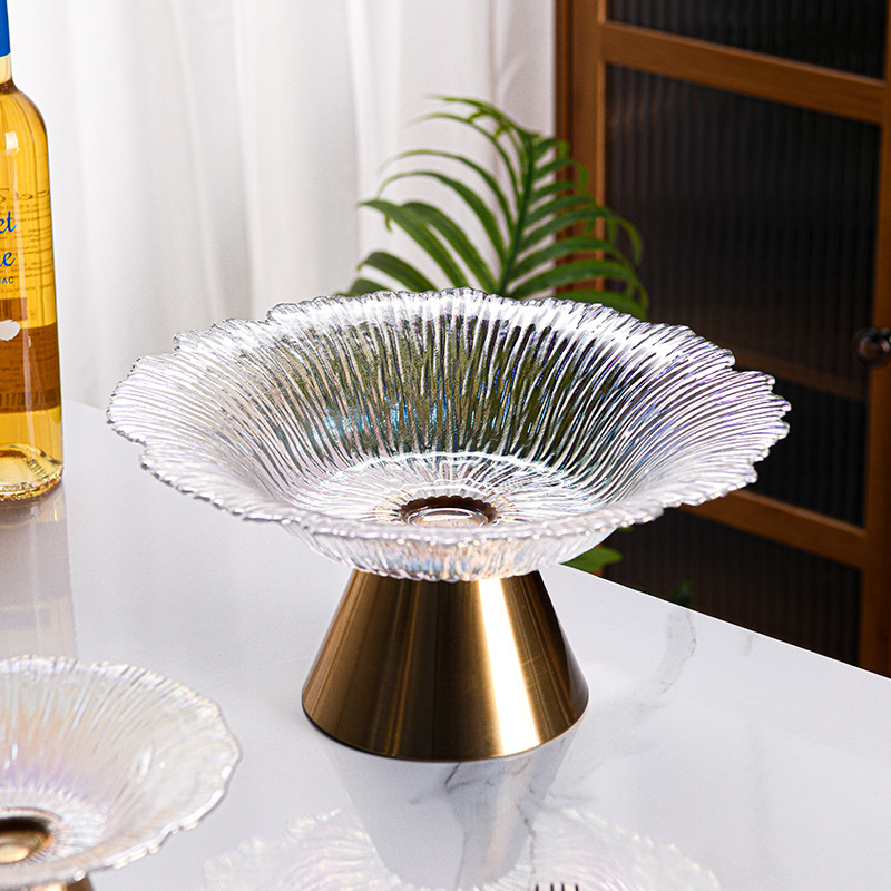 Optimum Lotus Fruit Plate Lotus Bowl Household Living Room Coffee Table Glass Plate Bowl Wholesale High Color Value Practical