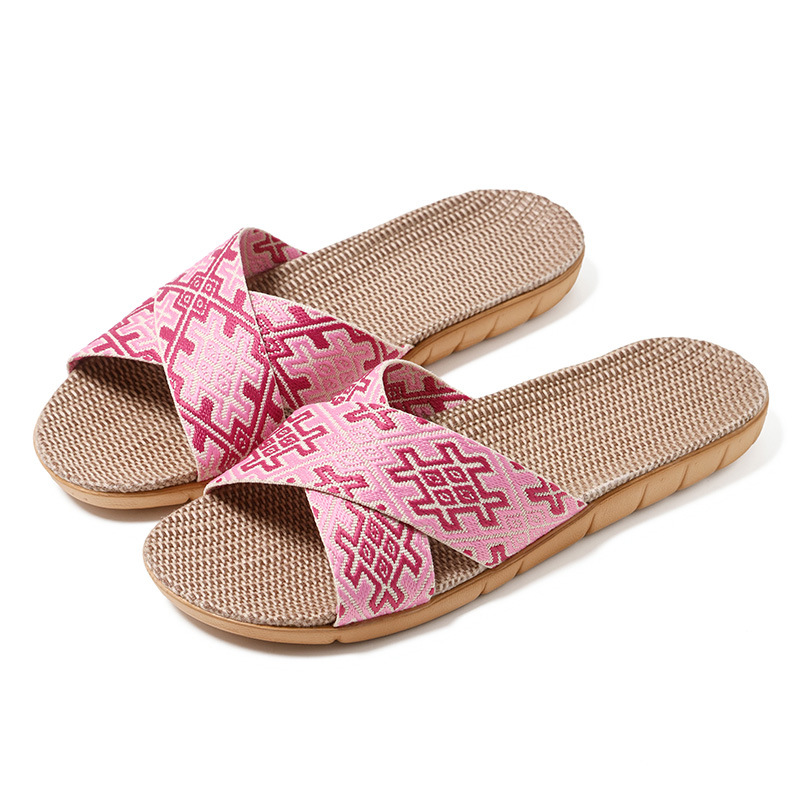 2025 New Linen Slippers Women's Spring and Autumn Home Indoor Four Seasons Non-Slip Deodorant Mute Sweat Cotton Linen Slippers Men's