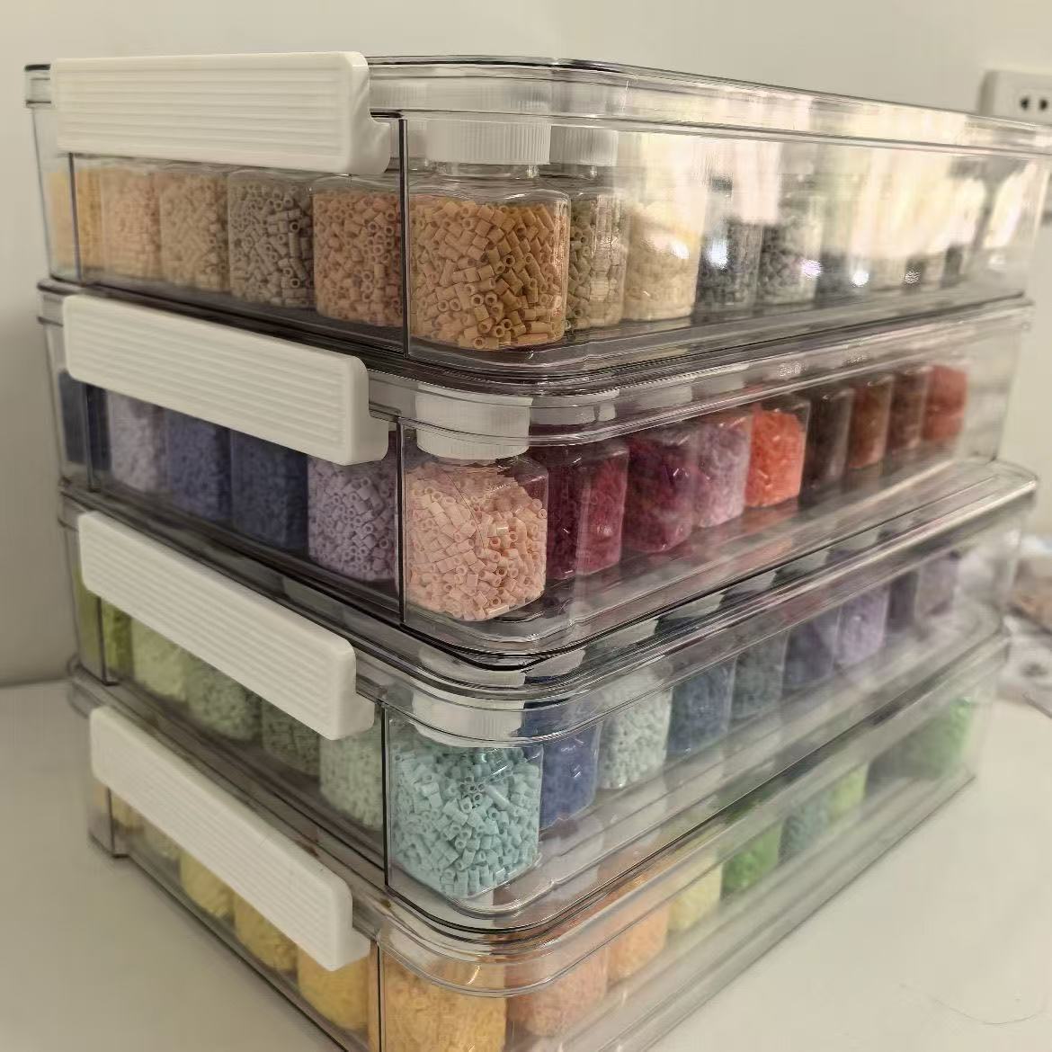 [30ml] Square Bottle with Bean Packaging and Storage Bottle Square Transparent Large Capacity Handmade Tool