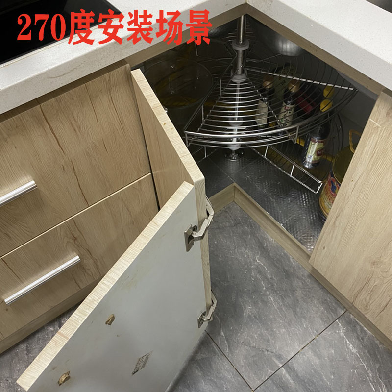 Dihuaming cabinet corner basket 180 degree kitchen 270 degree 360 basket rotating double shelf monster