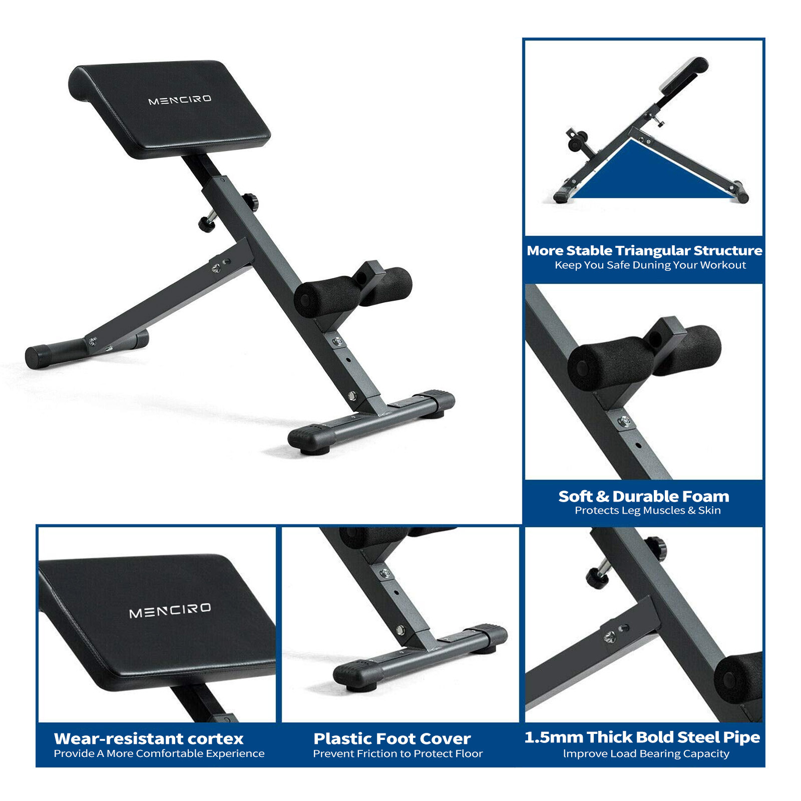 Roman Chair for Men and Women, Adjustable Waist and Abdomen Fitness Bench, Sit-Up Bench, Roman Bench, Fitness Equipment for Home Use (E0001)