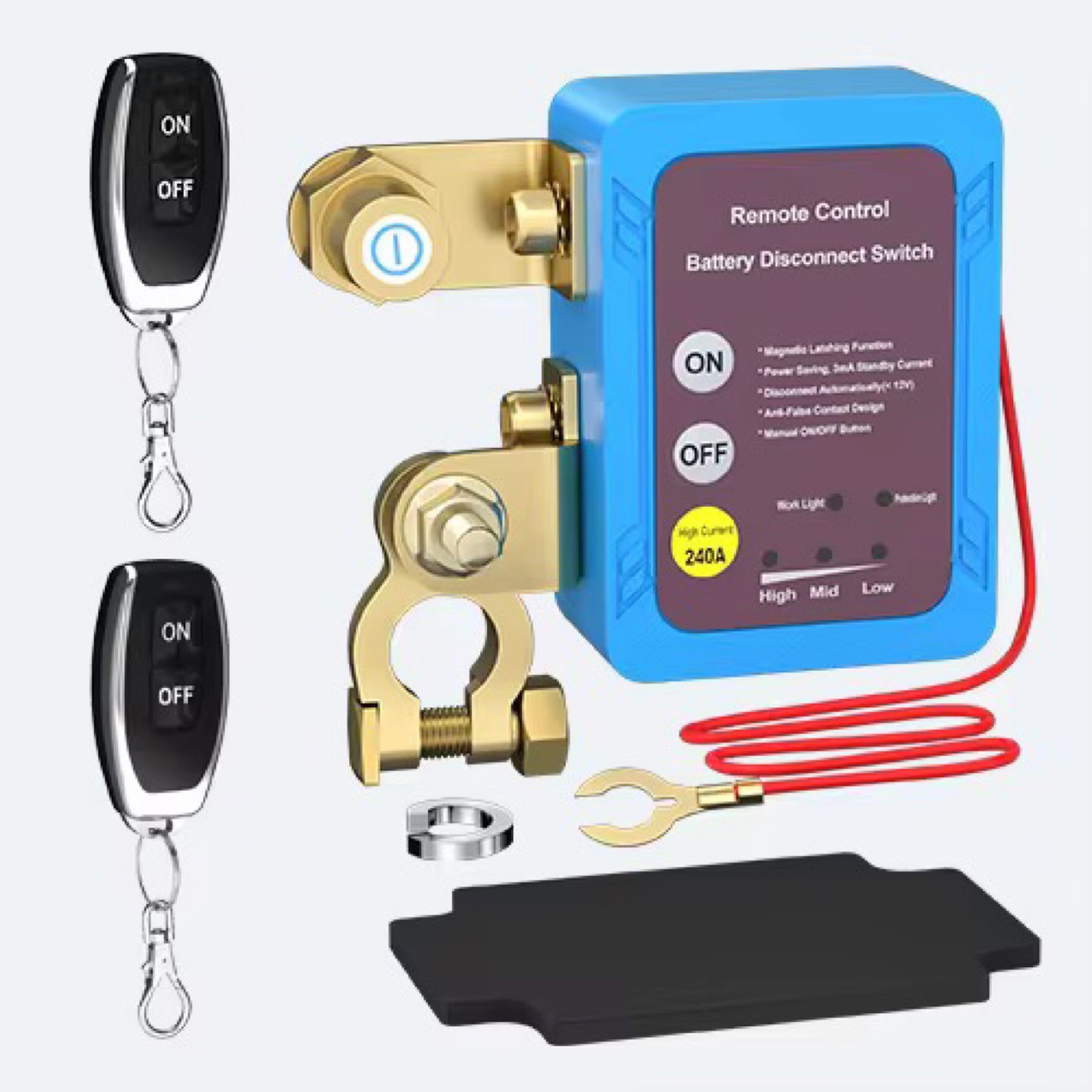 Car Battery Negative Terminal Disconnect Switch 12V24V Anti-Drain and Leakage Protection Remote Control Smart Device Disconnect Switch Copper Head