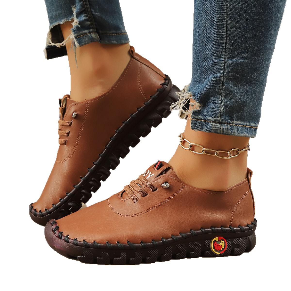 25 New Autum Casual Shoes for Women, Tendon Soft Soles, Hand-Stitched Shoes for Middle-Aged and Elderly Mothers, Women's Shoes, Ready for Sale