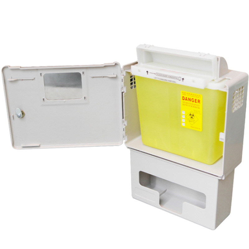 Hospital Laboratory Waste Plastic Lockable Key 4.6L Tool Box 5Qt Wall-Mounted Tool Box Storage Box