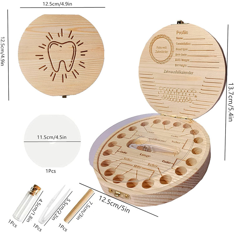 Manufacturer Supply of New Tooth House Wooden Deciduous Tooth Box, Lanugo Umbilical Cord Tooth Collection Box, Infant Souvenir Box