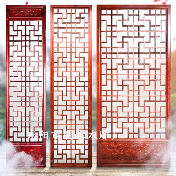 Factory Dongyang Wood Carving Antique Doors and Windows Solid Wood Grids Partition Screen Chinoiserie Foldableing Cut Out Temple Ancient Store Decoration