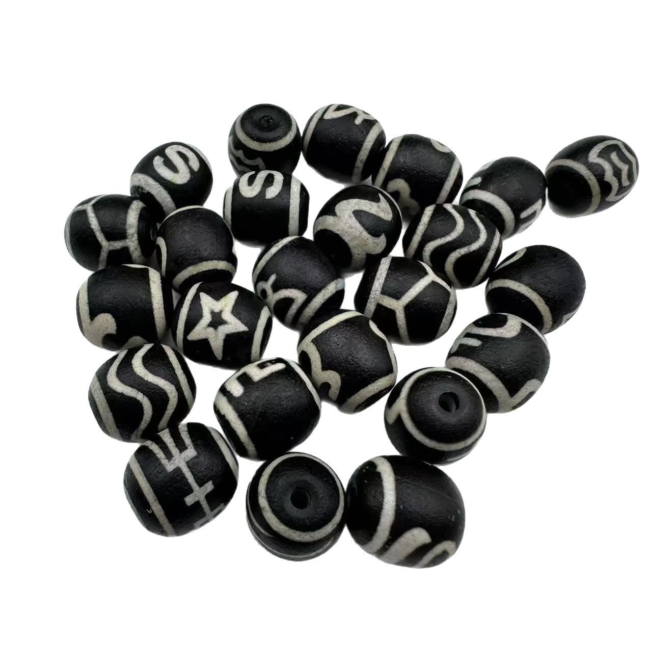 Natural agate wholesale new Xizang black and white open round head beads loose beads wholesale beads bodhi accessories manufacturers
