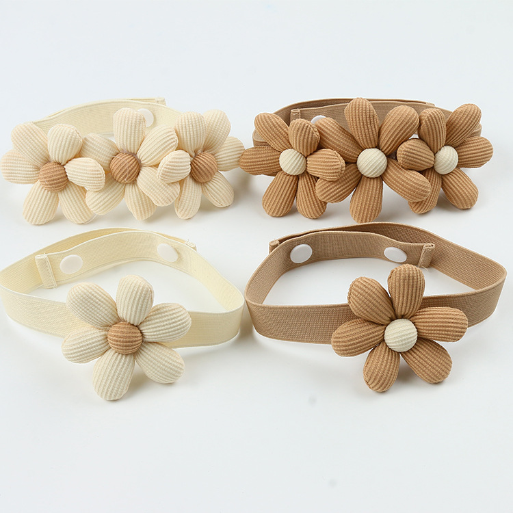 Large 8cm Cotton and Linen Flower Curtain Strap Punch-free Elastic Curtain Buckle Cross-border in stock Curtain Accessories