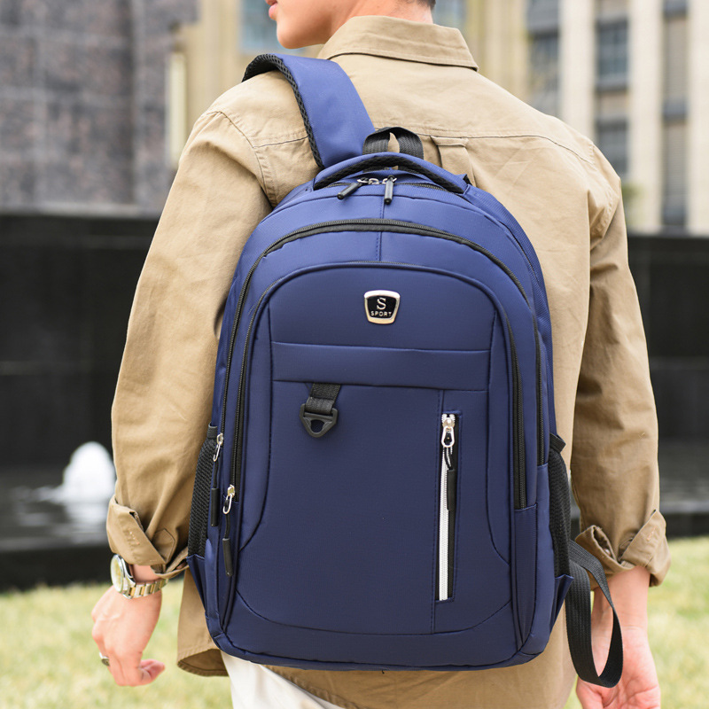 Business Backpack Men's Commuter Short-distance Business Travel Large Capacity Laptop Bag Solid Color Simple Casual Backpack