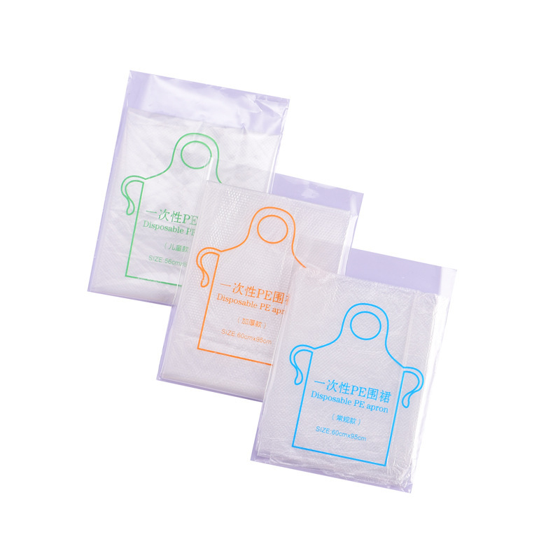 Disposable apron plastic PE thickened catering commercial hot pot barbecue children waterproof and oil-proof independent packaging wholesale