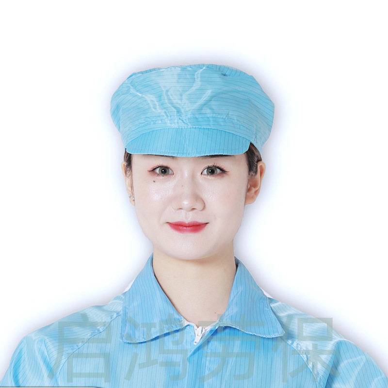 Wholesale striped anti-static small work cap electronic factory workshop grid anti-static work cap brim open skylight small work cap