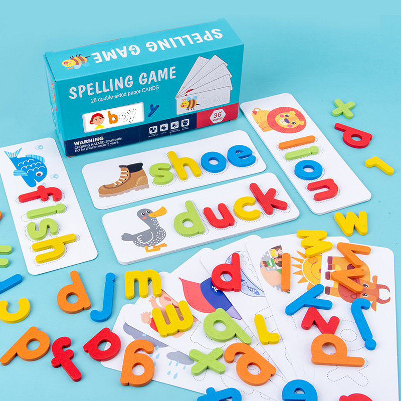 Cross-Border Wooden Word Spelling Game for Kidsren 26 English Letters Spelling Practice Early Education Cognitive Educational Toys