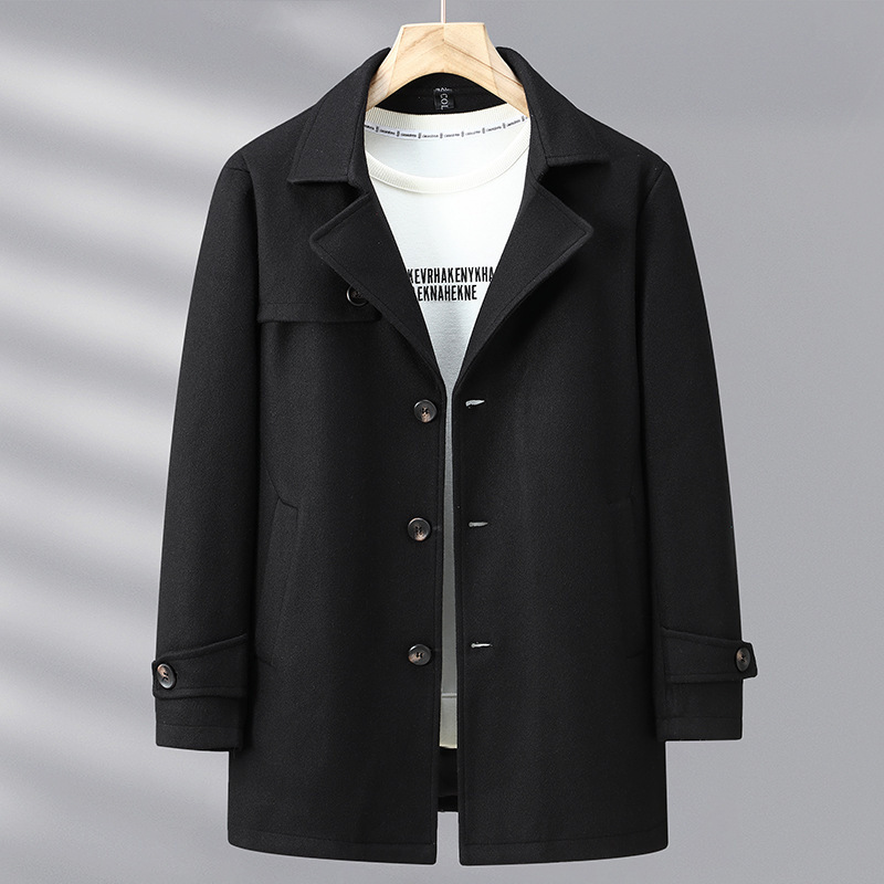 Длинное пальто из шерсти для мужчин, больших размеров, осенне-зимнее, свободного кроя, двойное