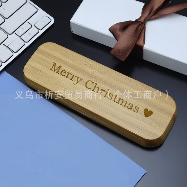 Personalized Pencil Case Engraving logo Bamboo Pen Wooden Signature Pen Business Student Graduation Gift Engraving